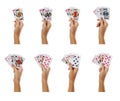 Playing cards Poker combinations in female hands