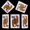Playing cards for poker game on black background with clipping path Royalty Free Stock Photo