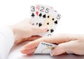 Playing cards - poker straight with joker Royalty Free Stock Photo