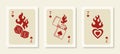 Playing Cards Posters. Retro Wall Art Prints Set with Dice in Flames, Lighter and Heart in a Trendy Modern Style. Royalty Free Stock Photo