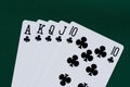 Playing cards - royal flush clubs Royalty Free Stock Photo