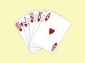 Playing Cards - Royal Flush of Hearts Royalty Free Stock Photo