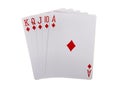 Playing cards royal flush isolated on white background