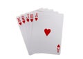 Playing cards royal flush isolated on white Royalty Free Stock Photo