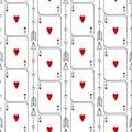 Playing cards seamless pattern. Ace of hearts background. Cards repeating pattern. Hearts cards and arrows game club Royalty Free Stock Photo