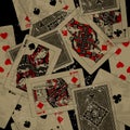 Playing cards seamless pattern background in grunge style Royalty Free Stock Photo