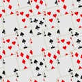 Playing cards seamless pattern. Card deck repeated background. Royalty Free Stock Photo