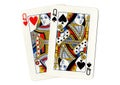 Playing cards showing a pair queens. Royalty Free Stock Photo