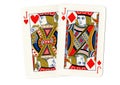 Playing cards showing a pair of red jacks. Royalty Free Stock Photo