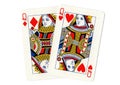 Playing cards showing a pair of red queens. Royalty Free Stock Photo