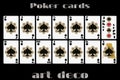 Playing cards spade suit. Poker cards in the art deco style.
