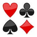 Playing Cards Suits Flat Symbols on White