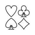 Playing Cards Suits Outline Icons on White