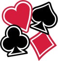 Playing cards Suits spades hearts diamonds clubs Royalty Free Stock Photo