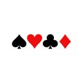 Playing cards symbols. Diamonds, spades, clubs and hearts icon set.