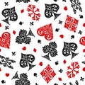 Playing cards vintage seamless pattern Royalty Free Stock Photo