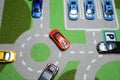 Playing carpet with roads and car models Royalty Free Stock Photo