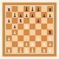 Playing Chess Game With Brown Chess Board. Chess Figures King, Queen, Bishop, Knight, Rook, Pawn