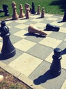 Playing chess game in the park