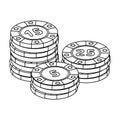 Playing chips. The settlement coin in the casino. Kasino single icon in outline style vector symbol stock illustration.