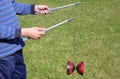 Playing diabolo Royalty Free Stock Photo