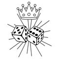 Playing dice illustration. Game craps image. Casino and betting background.