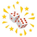 Playing dice illustration. Game craps image. Casino and betting background.