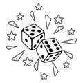 Playing dice illustration. Game craps image. Casino and betting background. Royalty Free Stock Photo