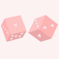 Vector cute illustration. Dice with hearts