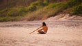 Playing didgeridoo at Mermejita beach