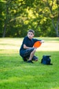 Playing disc golf