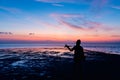 Playing drone during sunset at Lakawon Beach Resort, Cadiz, Negros Occidental, Phlippines