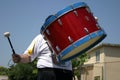 Playing drum at parade Royalty Free Stock Photo