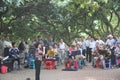 The playing the elderly band in SHENZHEN SIHAI park