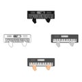 Playing on an electronic keyboard instrument. Synthesizer, Electroorgan single icon in cartoon,black style vector symbol