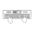 Playing on an electronic keyboard instrument. Synthesizer, Electroorgan single icon in outline style vector symbol stock