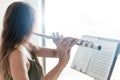 Playing the flute Royalty Free Stock Photo