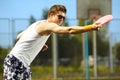 Playing frisbee Royalty Free Stock Photo