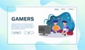 Playing games flat vector illustration Royalty Free Stock Photo