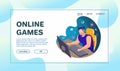 Playing games flat vector illustration Royalty Free Stock Photo