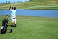 Playing golf