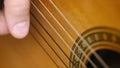 Playing guitar brown close-up busting strings