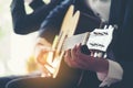 Playing guitar and concert concept.Live music background.Music f