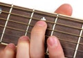 Playing Guitar fretboard Royalty Free Stock Photo