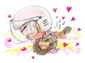 Playing Guitar love song Acting Character design Bike Man color