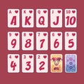 Playing hearts card set - original playing cards for various applications Royalty Free Stock Photo