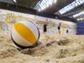 playing indoor beach volleyball Royalty Free Stock Photo