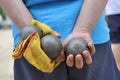 Playing jeu de boules Royalty Free Stock Photo