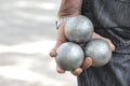 Playing jeu de boules Royalty Free Stock Photo