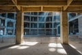 Playing light in a building under construction. Mayapur, India Royalty Free Stock Photo